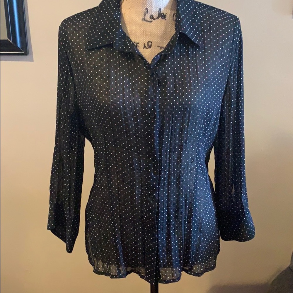 Croft and Barrow Sheer Pleated Button Down Blouse